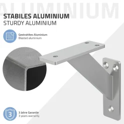 Lot 2 Equerres d'Etagere suspendue support mural en aluminium