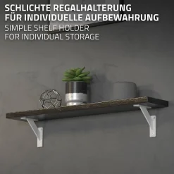Lot 2 Equerres d'Etagere suspendue support mural en aluminium