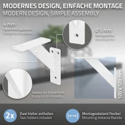 Lot 2 Equerres d'Etagere suspendue support mural en aluminium
