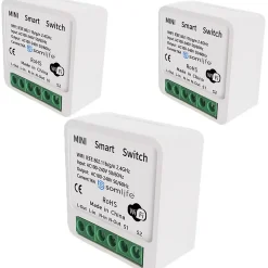 Lot 3 Interrupteurs intelligent SomLife WiFi 16A MiniSmart Switch Wi-Fi connecté,application Tuya/SmartLife,Alexa,Google Home
