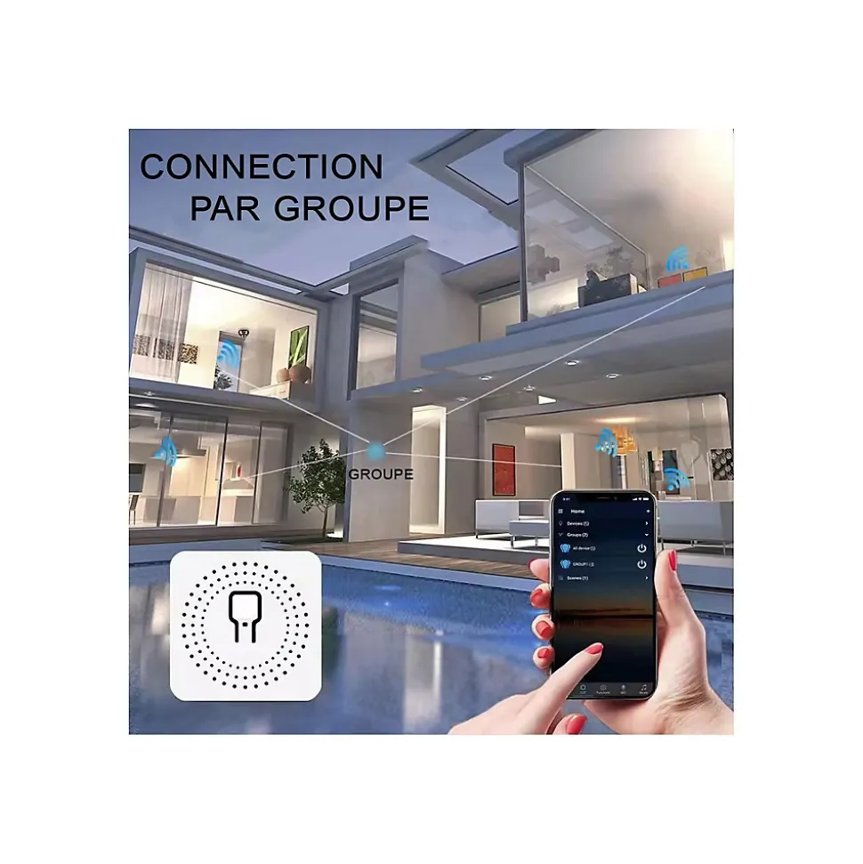 Lot 3 Interrupteurs intelligent SomLife WiFi 16A MiniSmart Switch Wi-Fi connecté,application Tuya/SmartLife,Alexa,Google Home
