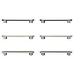 Lot 6 poignées de meuble arrondi GoodHome Minzh aluminium effet nickel satin gris l.121mm x l.25mm x H. 16mm entraxe 96mm