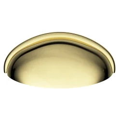 Lot 6 poignées de meuble demi-ronde GoodHome Armel effet laiton doré l.79mm x l.28mm x H. 26mm entraxe 64mm