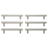 Lot 6 poignées de meuble en T GoodHome Dizel acier effet nickel satin gris l.168mm x l.12mm x H. 35mm entraxe 128mm