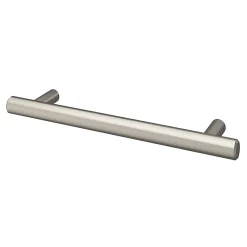 Lot 6 poignées de meuble en T GoodHome Dizel acier effet nickel satin gris l.168mm x l.12mm x H. 35mm entraxe 128mm