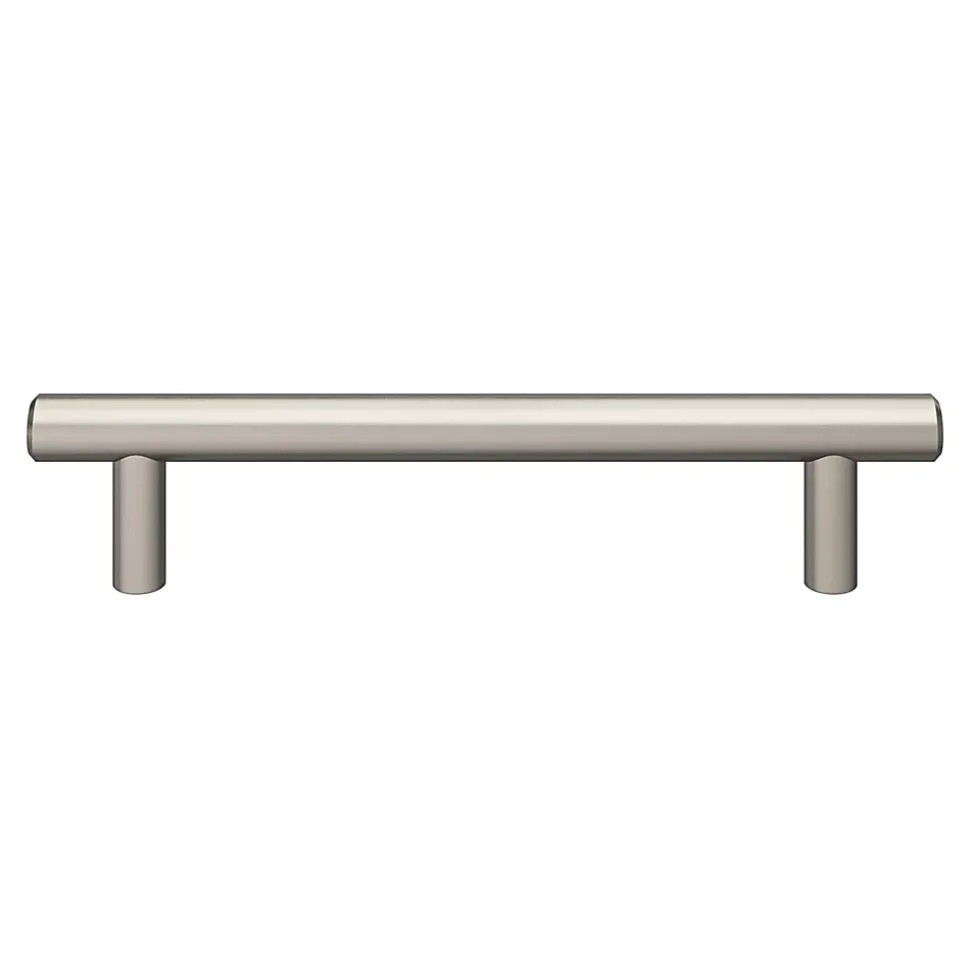 Lot 6 poignées de meuble en T GoodHome Dizel acier effet nickel satin gris l.168mm x l.12mm x H. 35mm entraxe 128mm
