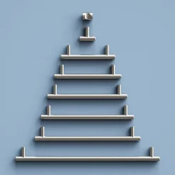 Lot 6 poignées de meuble en T GoodHome Dizel acier effet nickel satin gris l.168mm x l.12mm x H. 35mm entraxe 128mm