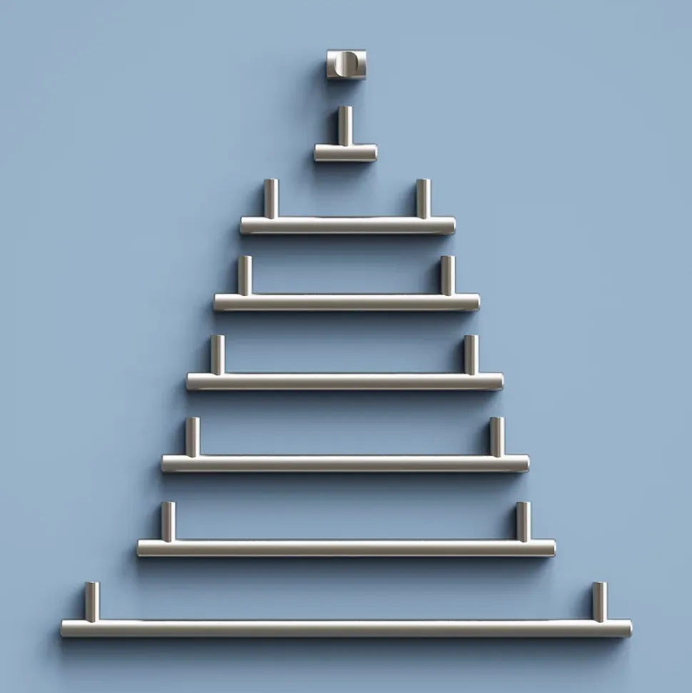 Lot 6 poignées de meuble en T GoodHome Dizel acier effet nickel satin gris l.168mm x l.12mm x H. 35mm entraxe 128mm