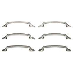 Lot 6 poignées de meuble nœud GoodHome Govlin aluminium effet nickel satin gris l.164mm x l.20mm x H. 24mm entraxe 128mm