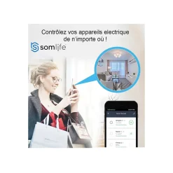 Lot 2 prises connectées SomLife application tuya smart life controle de consomation Compatible avec Alexa/Google Home