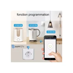 Lot 4 prises connectées SomLife application tuya smart life controle de consomation Compatible avec Alexa/Google Home