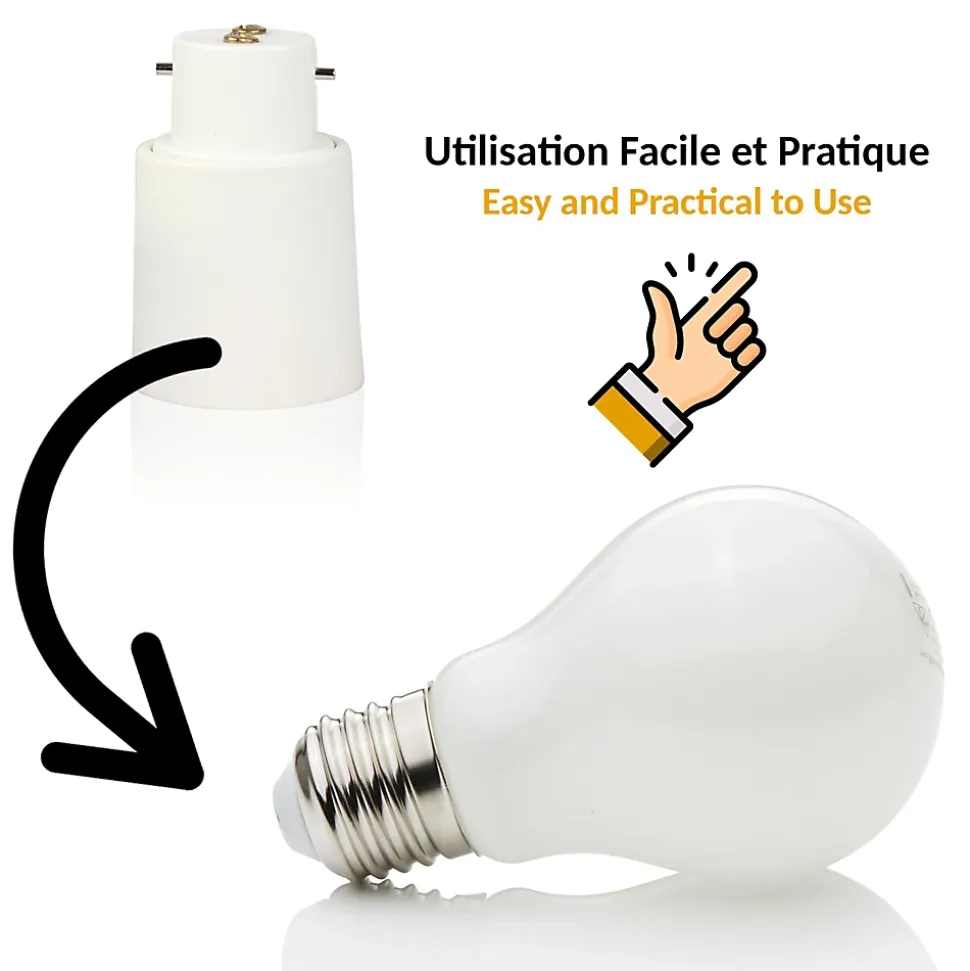 Lot de 2 Adaptateur de Douille FISHTEC B22 vers E27