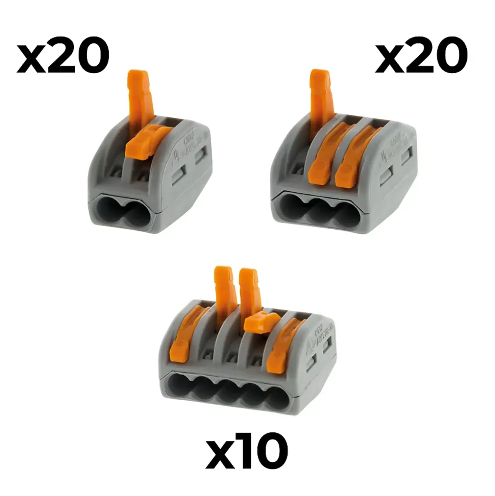 Lot de 50 bornes 2/3/5 entrées série 222 - Wago