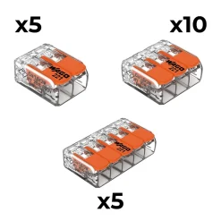 Lot de 20 bornes 2/3/5 entrées série 221 - Wago