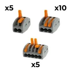Lot de 20 bornes 2/3/5 entrées série 222 - Wago