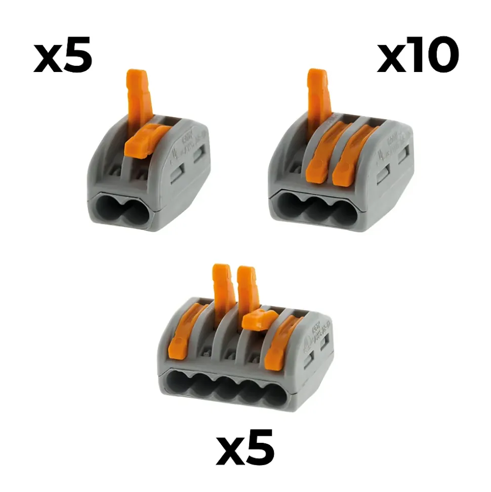 Lot de 20 bornes 2/3/5 entrées série 222 - Wago