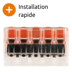 Lot de 3 bornes de raccordement S221 - 5 conducteurs avec leviers 6mm² - Wago