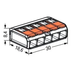 Lot de 3 bornes de raccordement S221 - 5 conducteurs avec leviers 6mm² - Wago