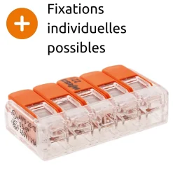 Lot de 3 bornes de raccordement S221 - 5 conducteurs avec leviers 6mm² - Wago