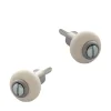 Lot de 2 butoirs acier gris et bague amortisseur blanche. Diamètre 30mm & hauteur 37mm. MADE IN FRANCE