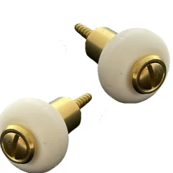 Lot de 2 butoirs acier laitonné avec vis. La bague amortisseur blanche est en élastomère. Diamètre 30mm, hauteur 37mm. MADE IN FRA
