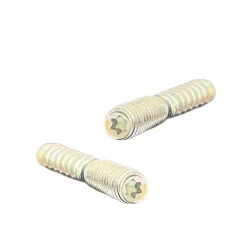 Lot de 2 butoirs luxe, corps laiton poli verni avec vis 2 filets T15. Diamètre 28mm, hauteur 30mm. Bague amortisseur blanche en él