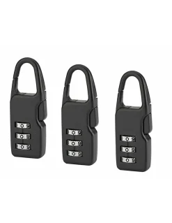 Lot de 2 Cadenas à combinaison Swish, 3 chiffres, intérieur, anse acier, 21mm, noir - SP