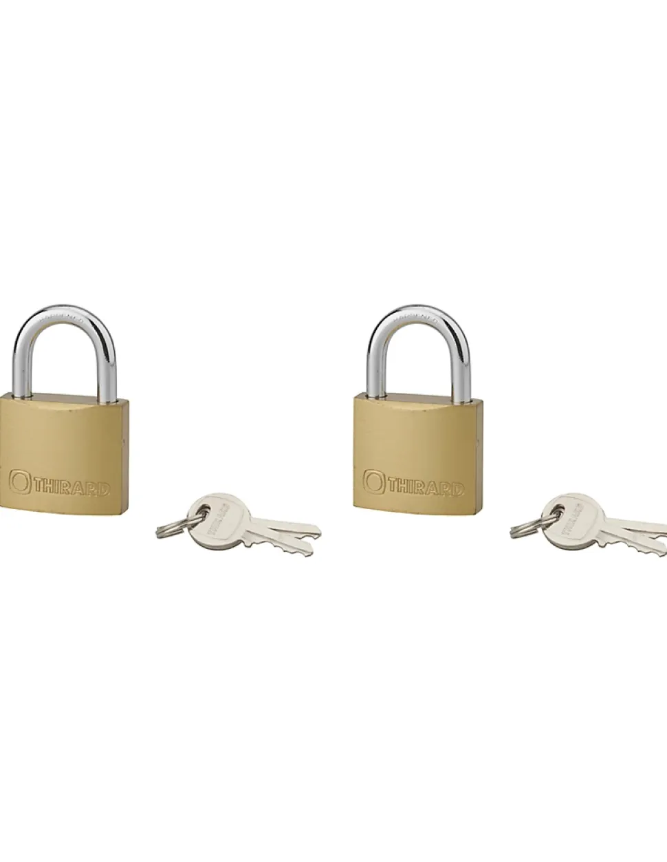 Lot de 2 cadenas TYPE 1, intérieur, 40mm, anse acier cémenté, 4 clés, s'entrouvrant - THIRARD