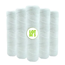 Lot de 5 Cartouches Bobinée Filtre à Eau Anti Sédiments 9 pouces 3/4 - 20 microns Compatibles Filtre 10 pouces
