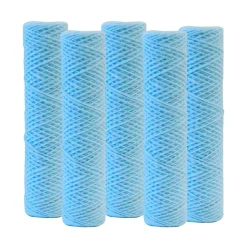 Lot de 5 Cartouches Bobinée Filtre à Eau Anti Sédiments 9 pouces 3/4 - 5 microns Compatibles Filtre 10 pouces