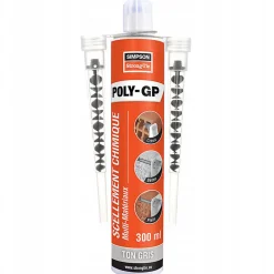 Lot de 12 cartouches de Scellement chimique POLY-GP ton gris SIMPSON