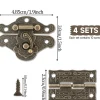 Lot de 4 charnières à loquet en bronze antique sculpté pour boîte à bijoux vintage, style rétro