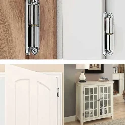 Lot de 2 charnières à visser en acier inoxydable pour portes, boîtes, abris de jardin, fenêtres, 80 mm