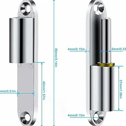 Lot de 2 charnières à visser en acier inoxydable pour portes, boîtes, abris de jardin, fenêtres, 80 mm