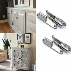 Lot de 2 charnières à visser en acier inoxydable pour portes, boîtes, abris de jardin, fenêtres, 80 mm