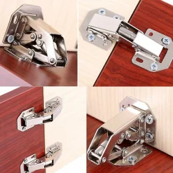 Lot de 4 charnières invisibles à 90 degrés pour portes d'armoires de cuisine, 77 mm