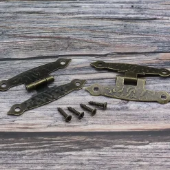 Lot de 10 charnières métalliques vintage avec vis, charnières antiques en forme de H, bronze