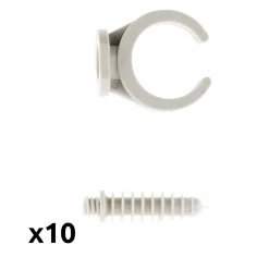 Lot de 10 clips avec chevilles diamètre 25mm - Gris - Zenitech