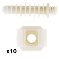 Lot de 10 clips avec chevilles diamètre 16mm - Blanc - Zenitech