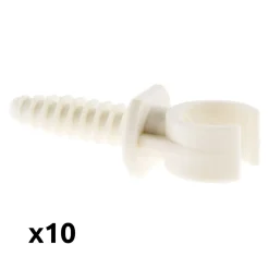 Lot de 10 clips avec chevilles diamètre 16mm - Blanc - Zenitech