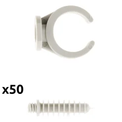 Lot de 50 clips avec chevilles diamètre 20mm - Gris - Zenitech