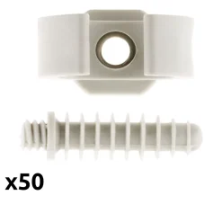 Lot de 50 clips avec chevilles diamètre 20mm - Gris - Zenitech
