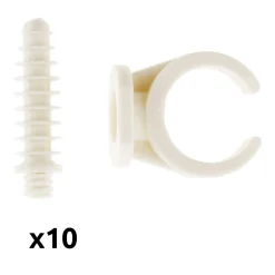 Lot de 10 clips avec chevilles diamètre 20mm - Blanc - Zenitech