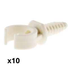 Lot de 10 clips avec chevilles diamètre 20mm - Blanc - Zenitech