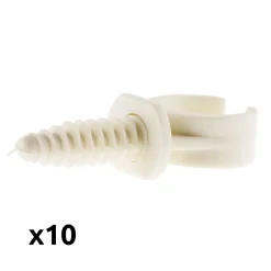 Lot de 10 clips avec chevilles diamètre 20mm - Blanc - Zenitech