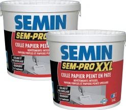 Lot de 2 colles Papiers Peints en Pâte Semin Sem-Pro XXL, Prêt à l'Emploi, Seau de 5 kg