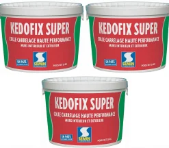 Lot de 3 colles pour Carrelage Haute Performance Kedofix Semin, Prêt à l'emploi, Intérieur/extérieur, seau de 20 kg
