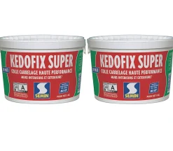 Lot de 2 colles pour Carrelage Haute Performance Kedofix Semin, Prêt à l'emploi, Intérieur/extérieur, seau de 5 kg