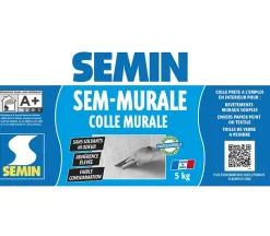 Lot de 2 Colles pour Toiles de Verre et Revêtements Muraux Légers Semin Sem Murale, Prêt à l'Emploi, Seau 5 kg