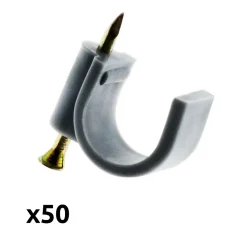 Lot de 50 crochets de fixation diamètre 20mm - Gris - Zenitech